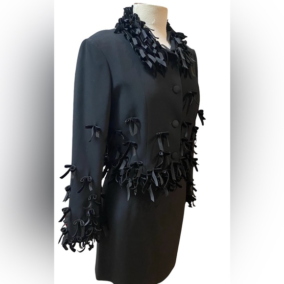MOSCHINO Cheap & Chic 2pc Black Crepe Jacket Skirt w/Velvet Bows Sz 44/10 NEW - Picture 12 of 13
